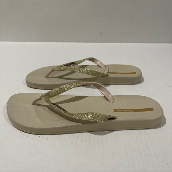 Women’s Ipanema Ana Beige Sparkle Flip Flops Size 11 US! - Picture 4 of 10